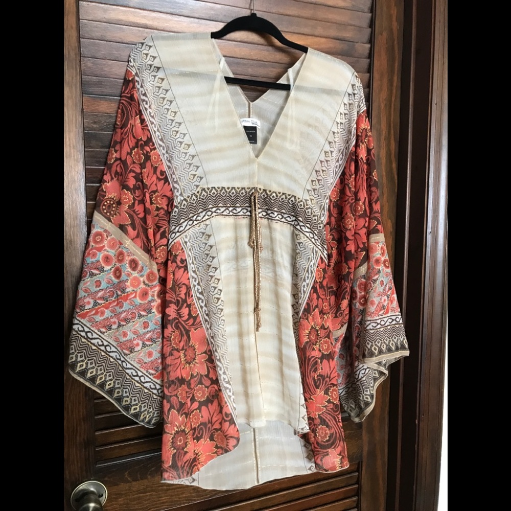 Indian inspired flowing tunic top XS